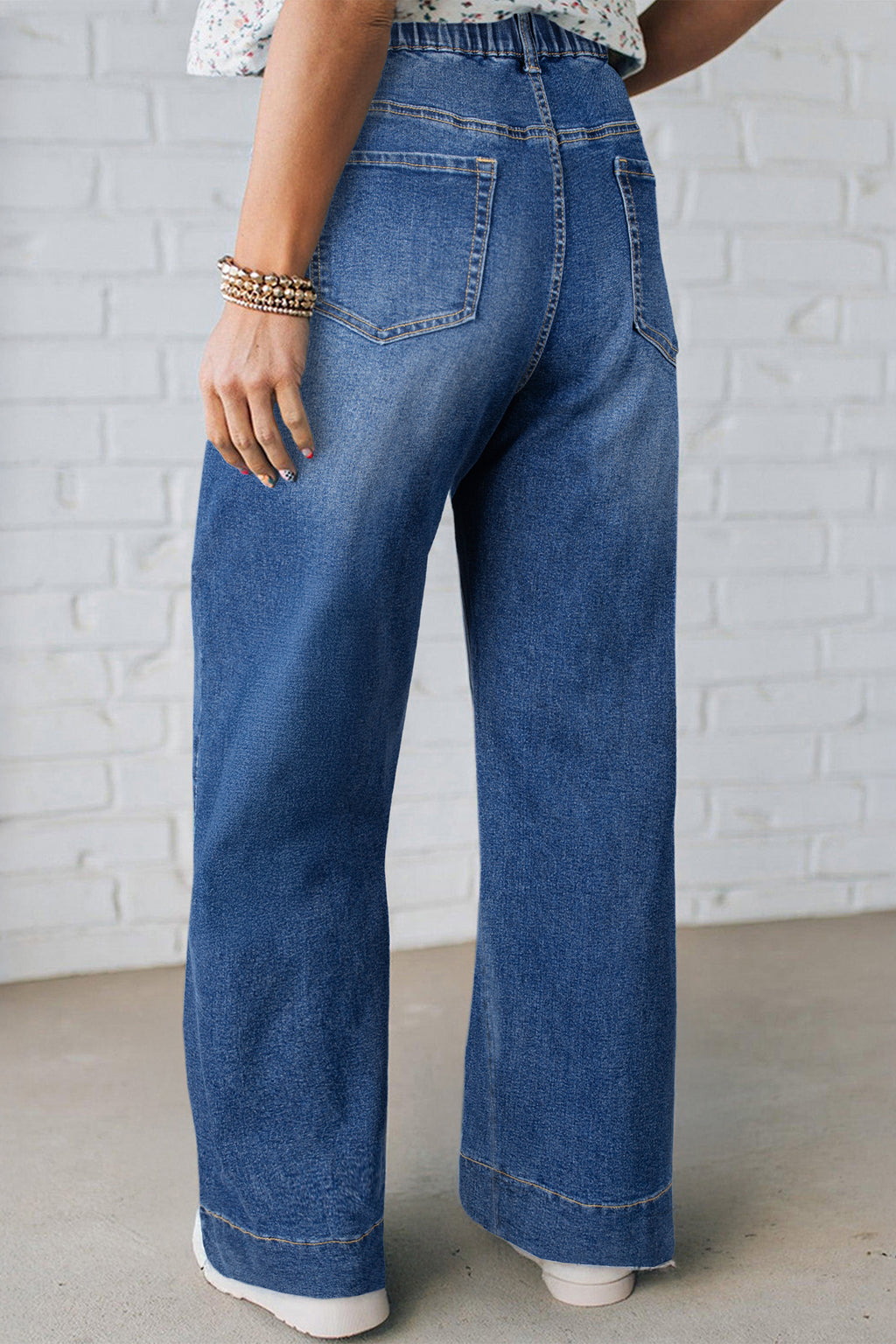 Iceland Blue Acid Wash Contrast Lace-up Plus Size Jeans