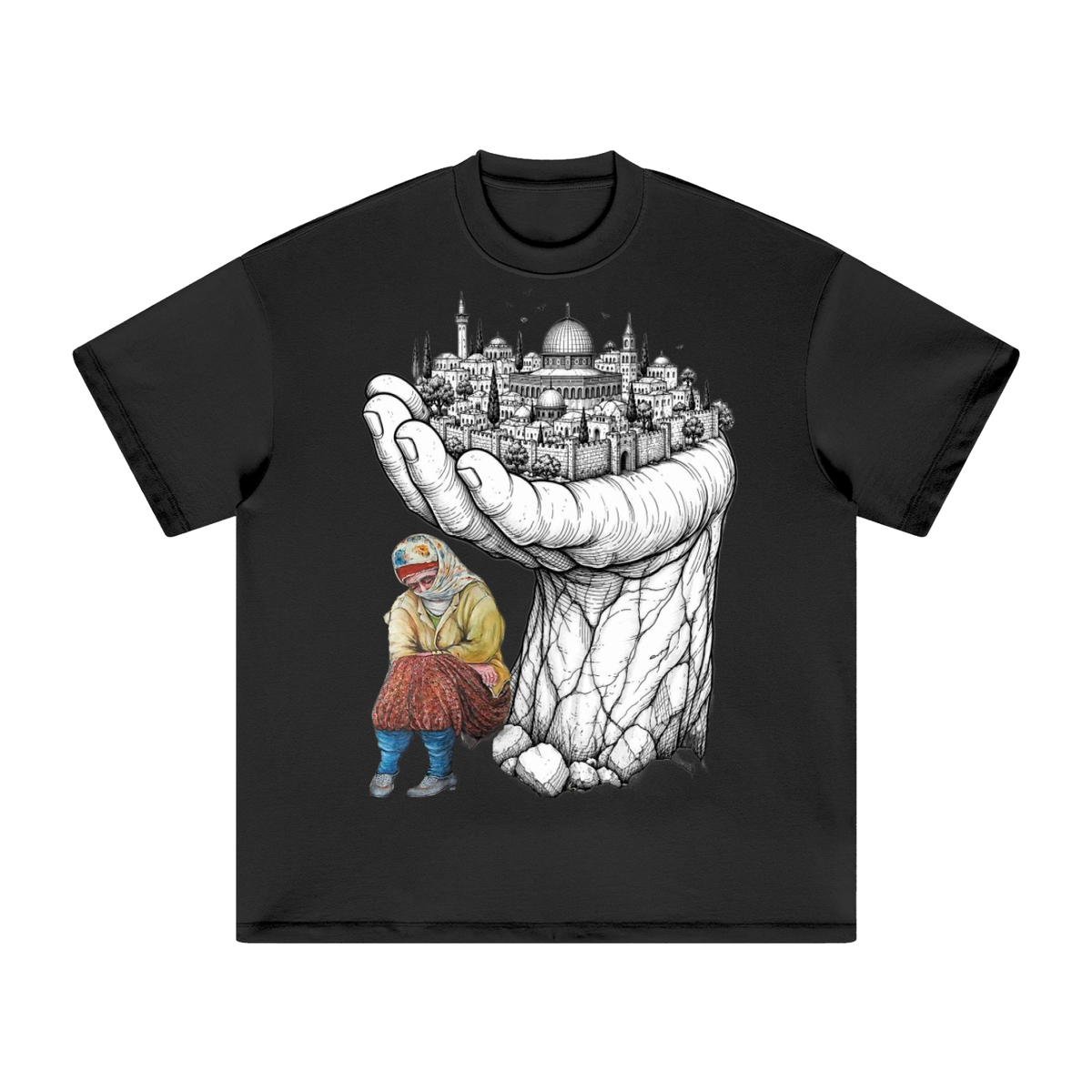 BE UNIQUE & ME Graffiti Faces Heavyweight Earth Tone Tee