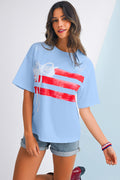 Myosotis Flag Bow Grafik Rundhals-T-Shirt