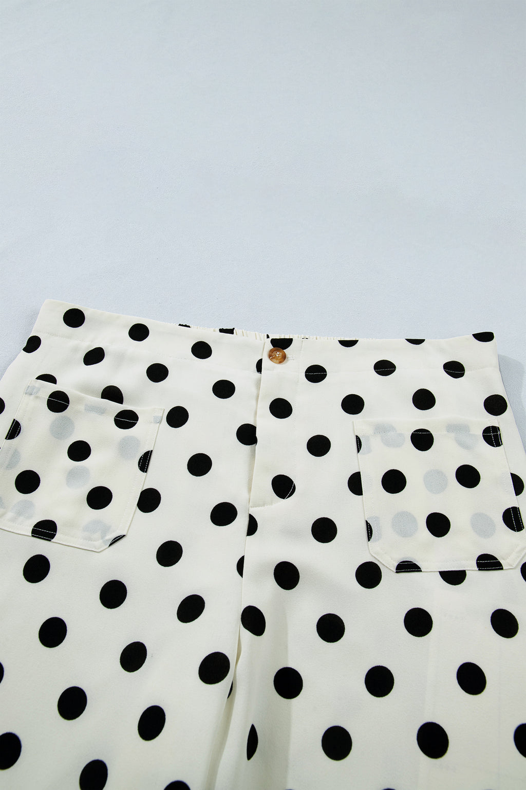 White Plus Size Polka Dot Print Patch Pocket Womens Shift Pants