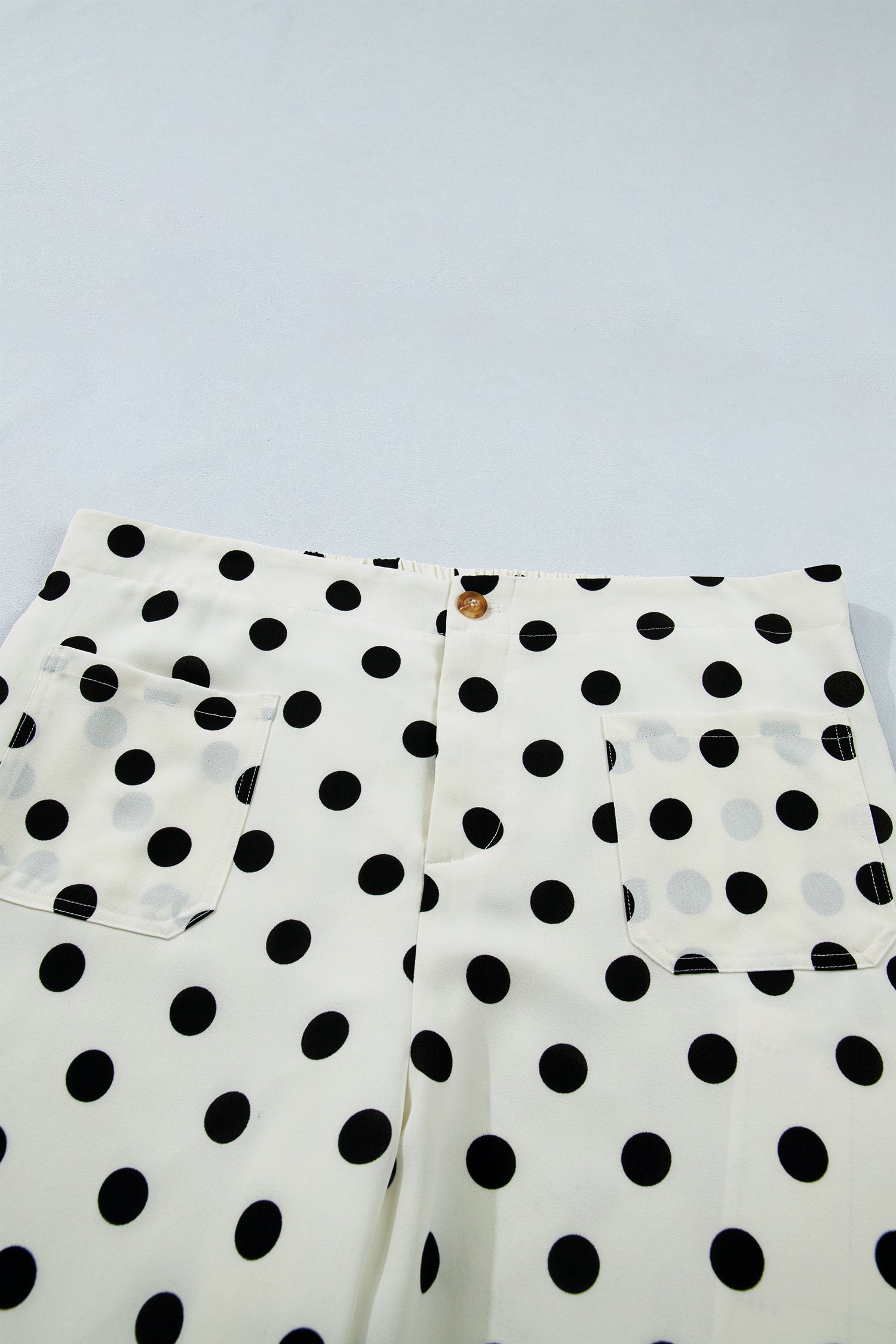 White Plus Size Polka Dot Print Patch Pocket Womens Shift Pants