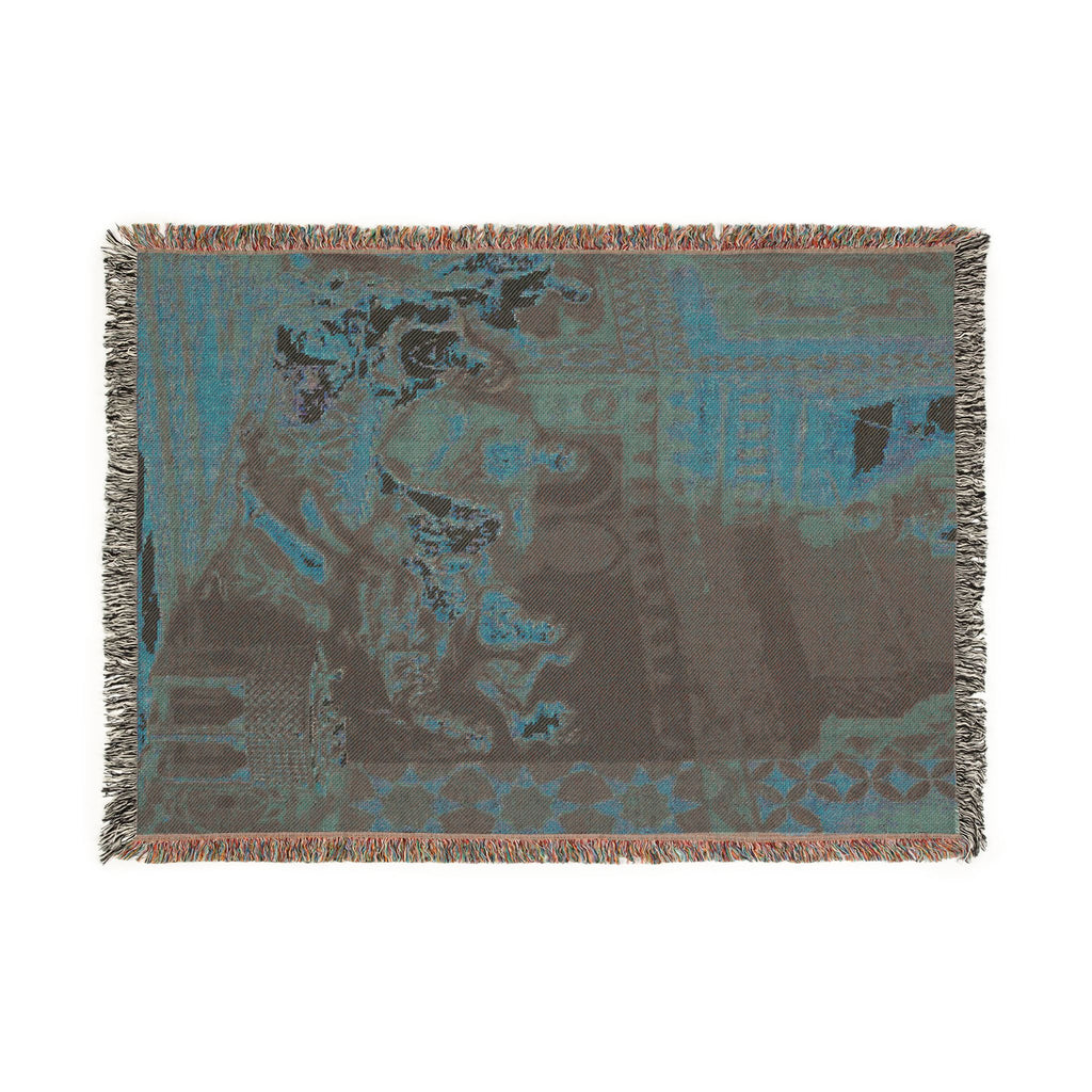North African Salon Woven Cotton Throw Blanket — Vintage Art