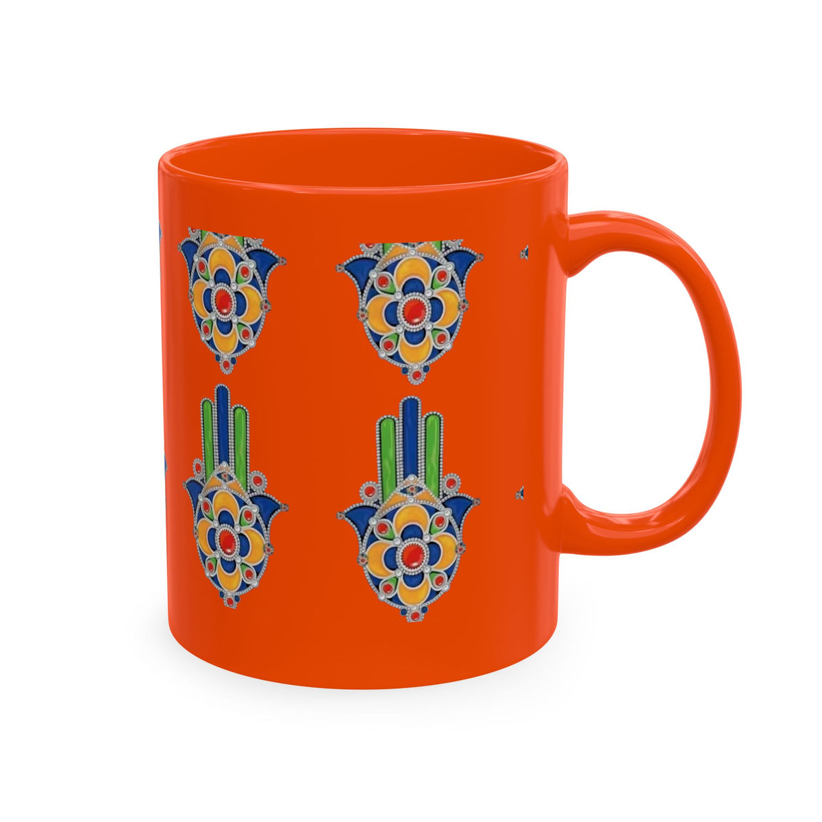 Ceramic Coffee Mug — Colorful Geometric Floral Tile Cup