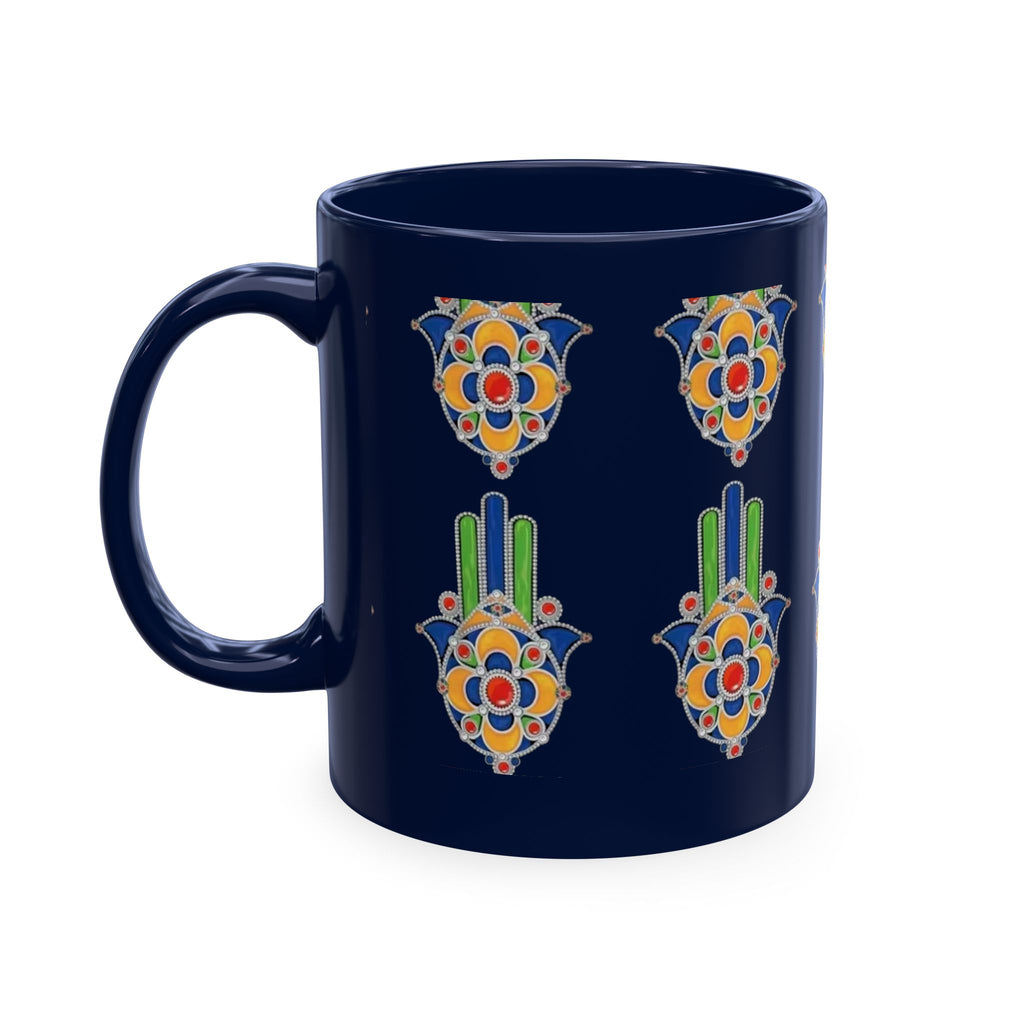 Ceramic Coffee Mug — Colorful Geometric Floral Tile Cup