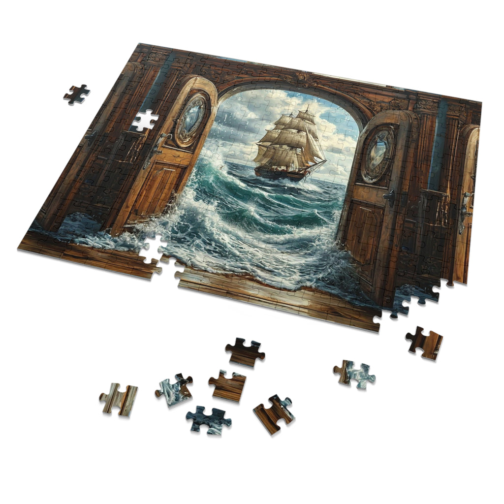 Tall Ship Through the Portal Puzzle — 30 or 252 Pieces with Tin