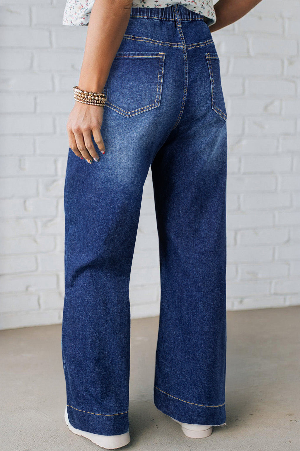 Iceland Blue Acid Wash Contrast Lace-up Plus Size Jeans