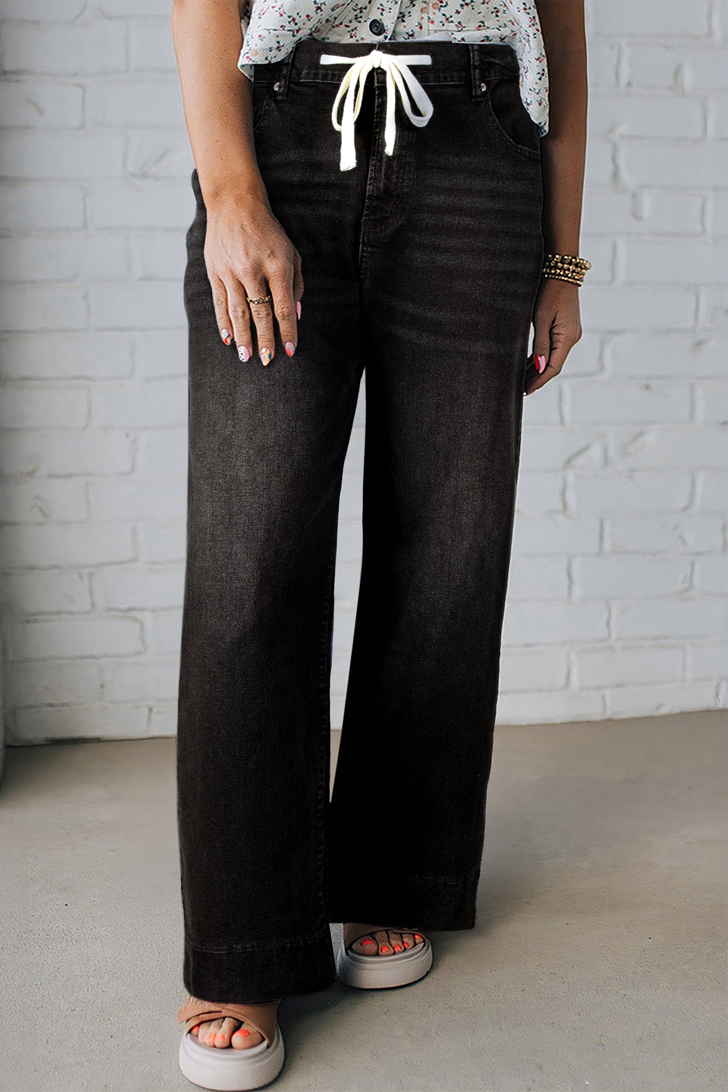 Iceland Blue Acid Wash Contrast Lace-up Plus Size Jeans
