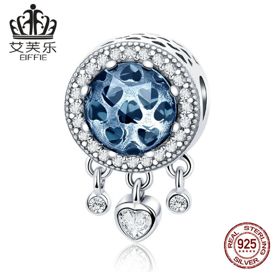 DIY Beaded Bracelet Accessories S925 Sterling Silver Blue Beads Silver Jewelry Accessories SCC724