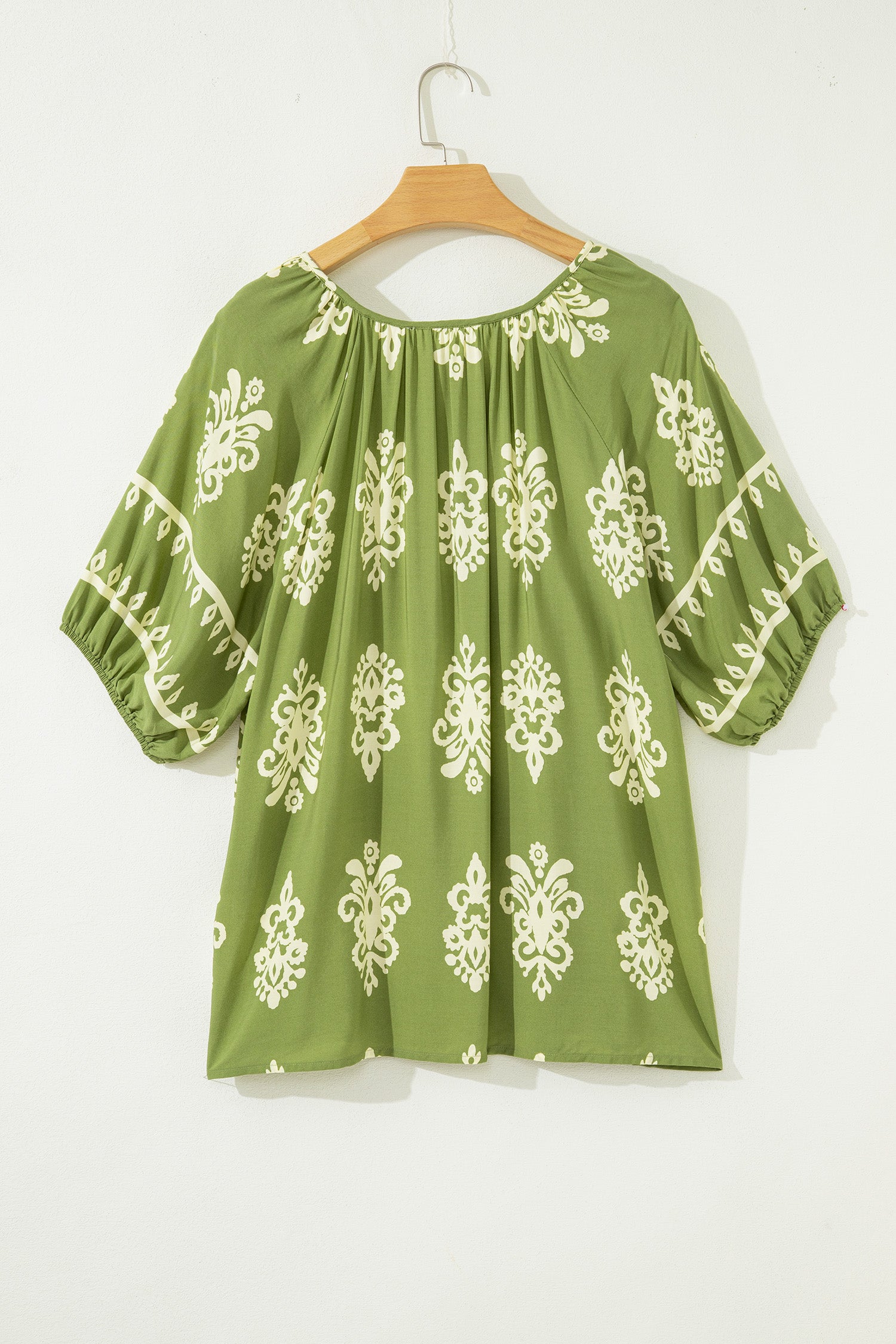Yellow Boho Chic Notched V Neck Plus Floral Short Sleeve Top