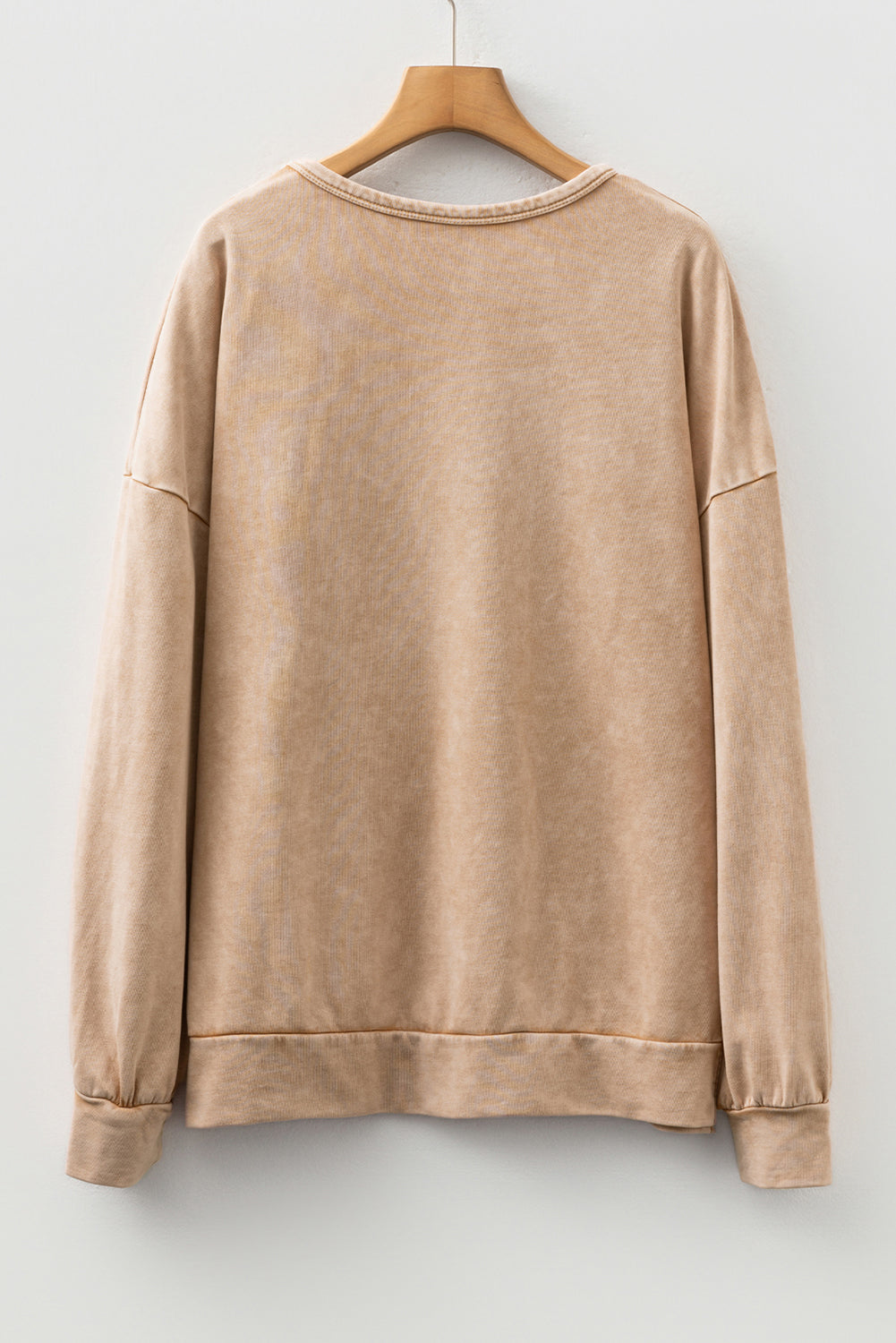 Leuchtend pinkes Mineral Wash Waffle-Pullovershirt mit Schleifchen-Patch