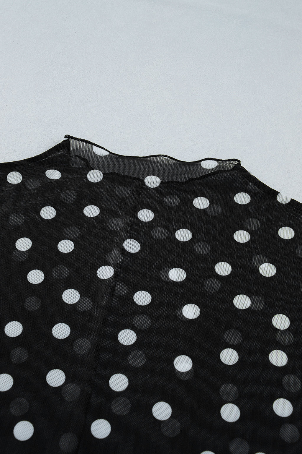 Plus Size Mock Neck Mesh Top – Polka Dot Long Sleeve