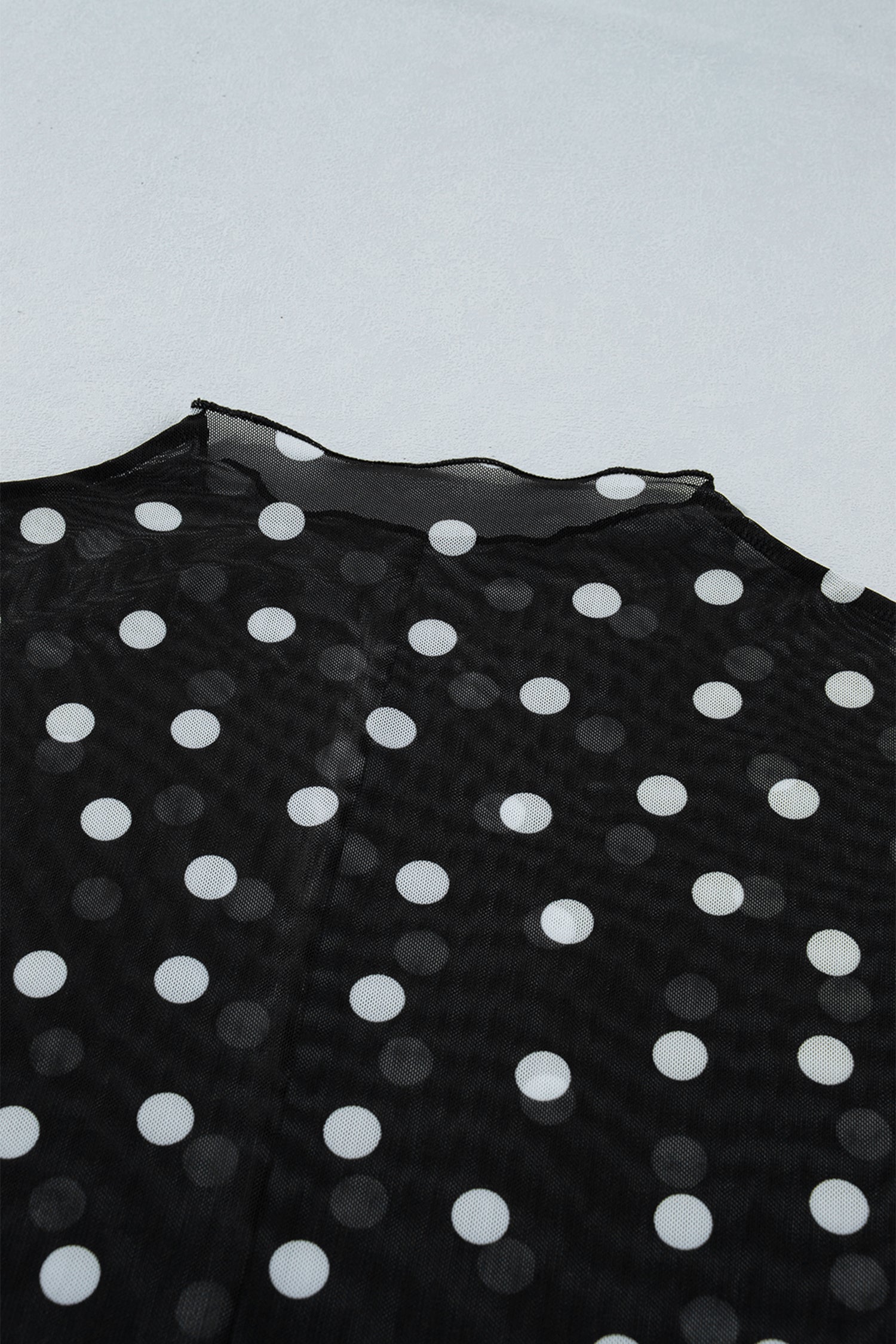 Plus Size Mock Neck Mesh Top – Polka Dot Long Sleeve
