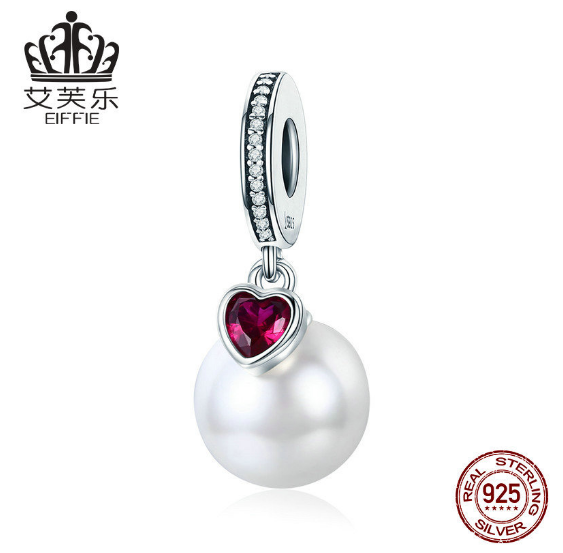 Avelle Jewelry White Beads and Heart Charm DIY Bracelet S925 Sterling Silver Drip Accessories