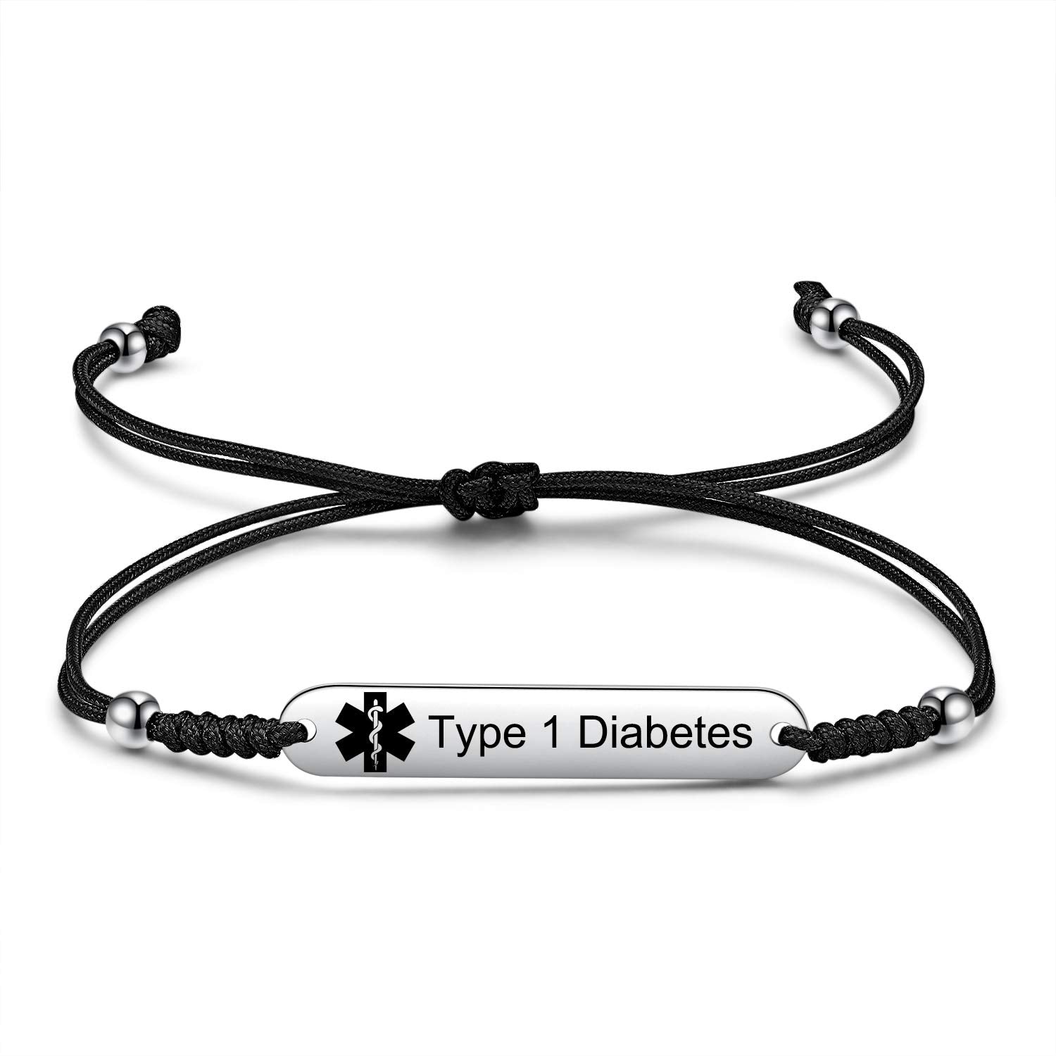 Type 1 Diabetes Medical Alert Bracelet – Adjustable Hand-Woven