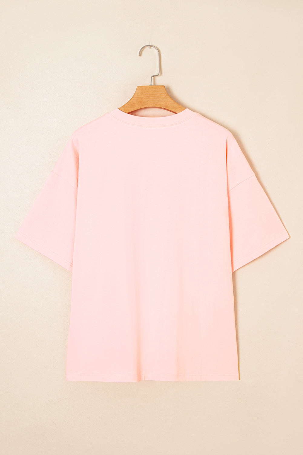 Hellrosa Ösen-Colorblock-Sternenapplikation Übergröße T-Shirt