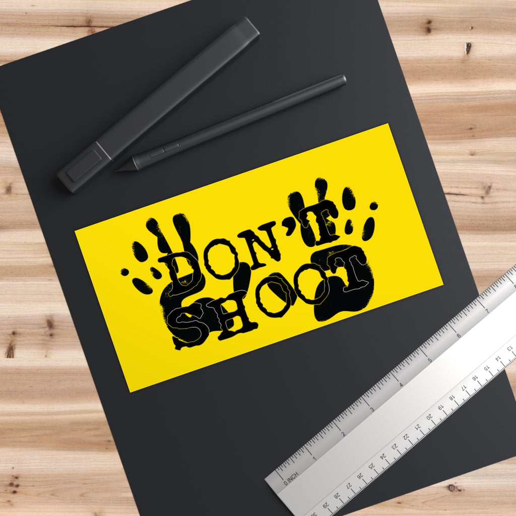 Don't Shoot Awareness Bumper Sticker — Yellow Handprint Decal
