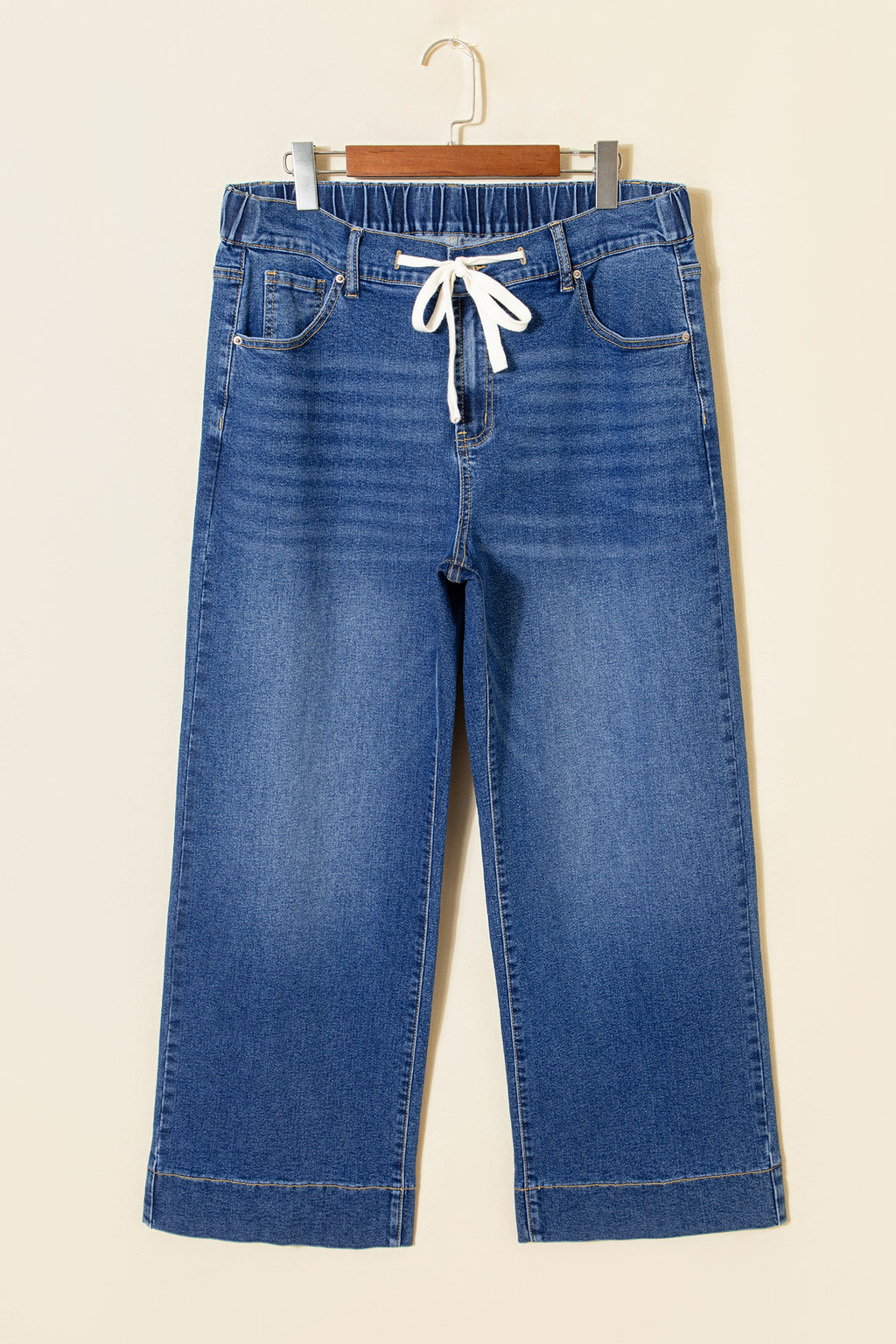 Iceland Blue Acid Wash Contrast Lace-up Plus Size Jeans