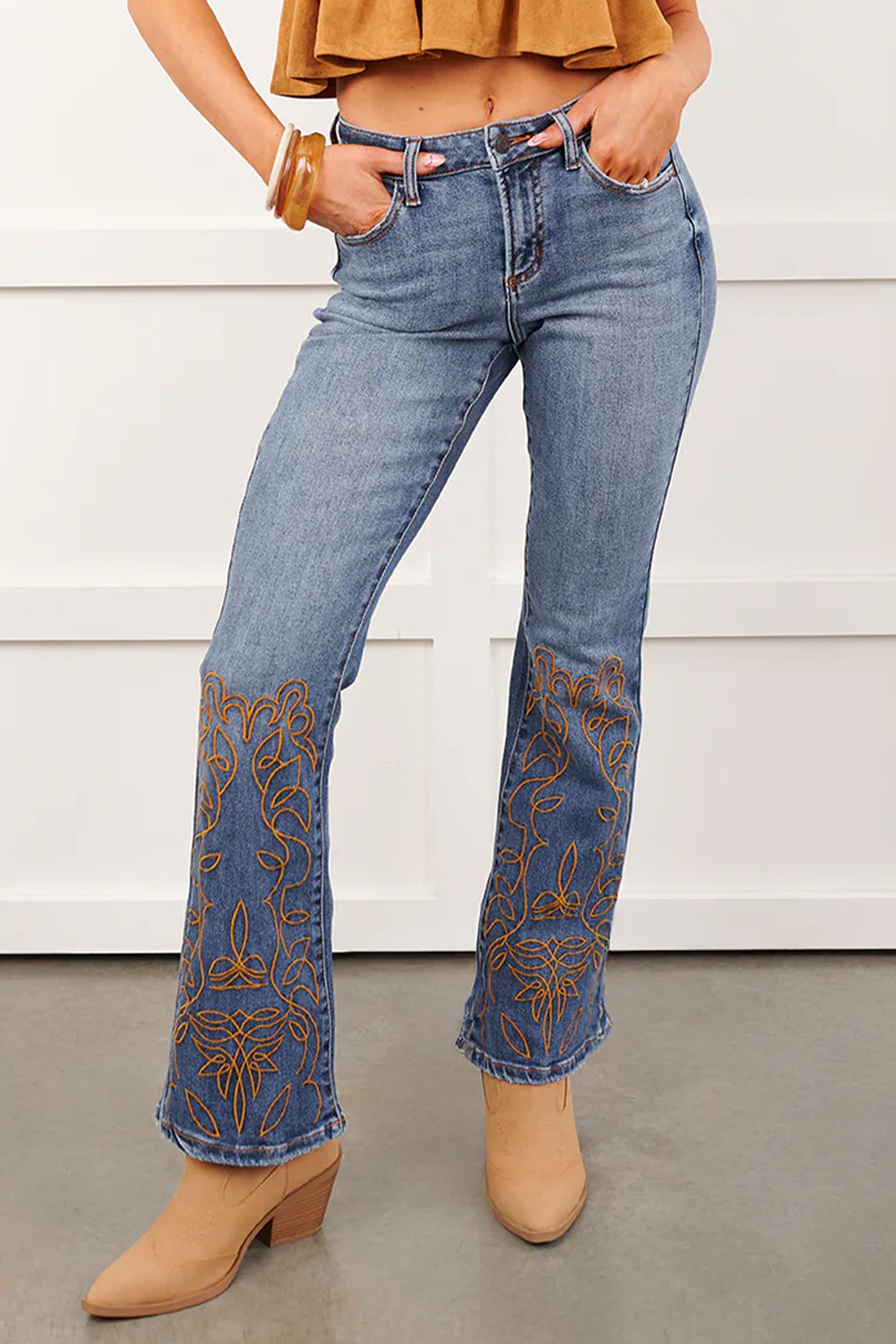 Ashleigh Blue Leland Embroidered Flare Cello Jeans