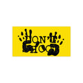 Yellow Don't Shoot awareness bumper sticker with handprint design