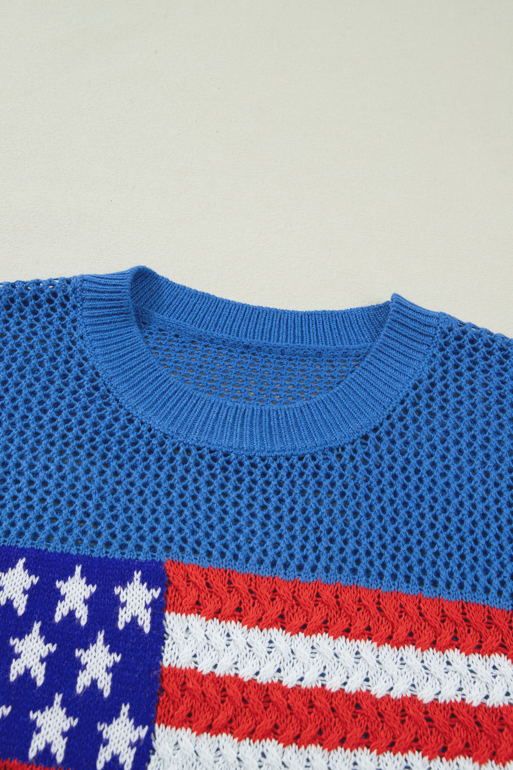 Sky Blue Flag Graphic Short Sleeve Sweater Top