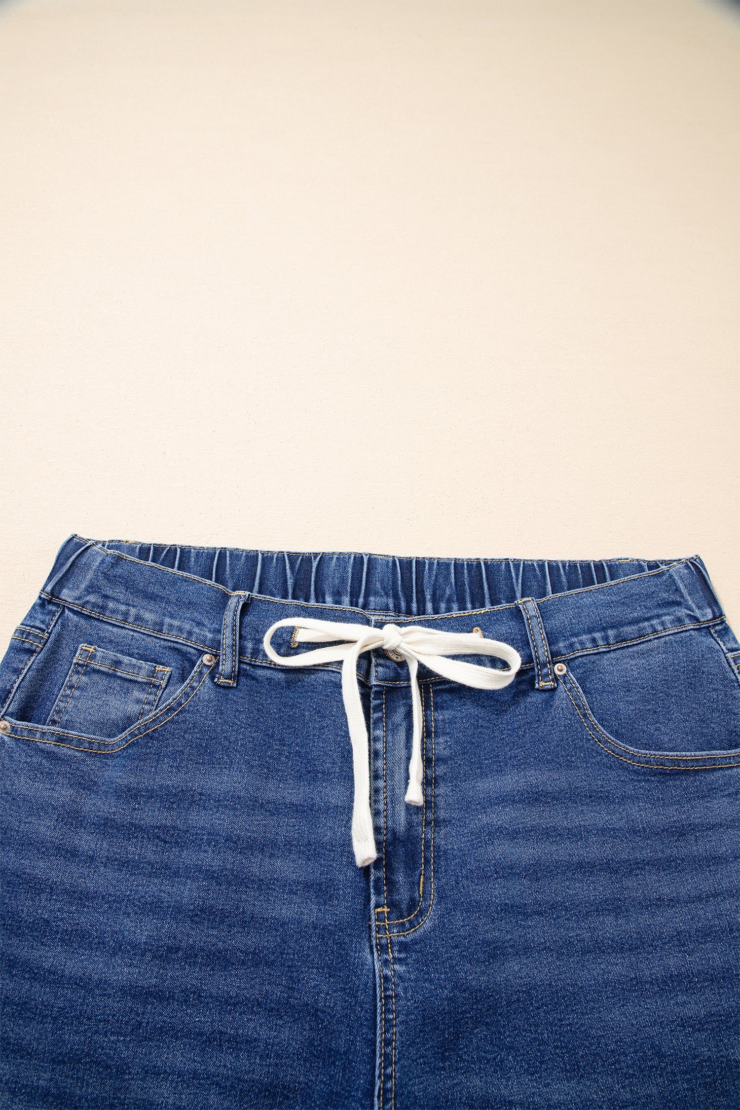 Iceland Blue Acid Wash Contrast Lace-up Plus Size Jeans