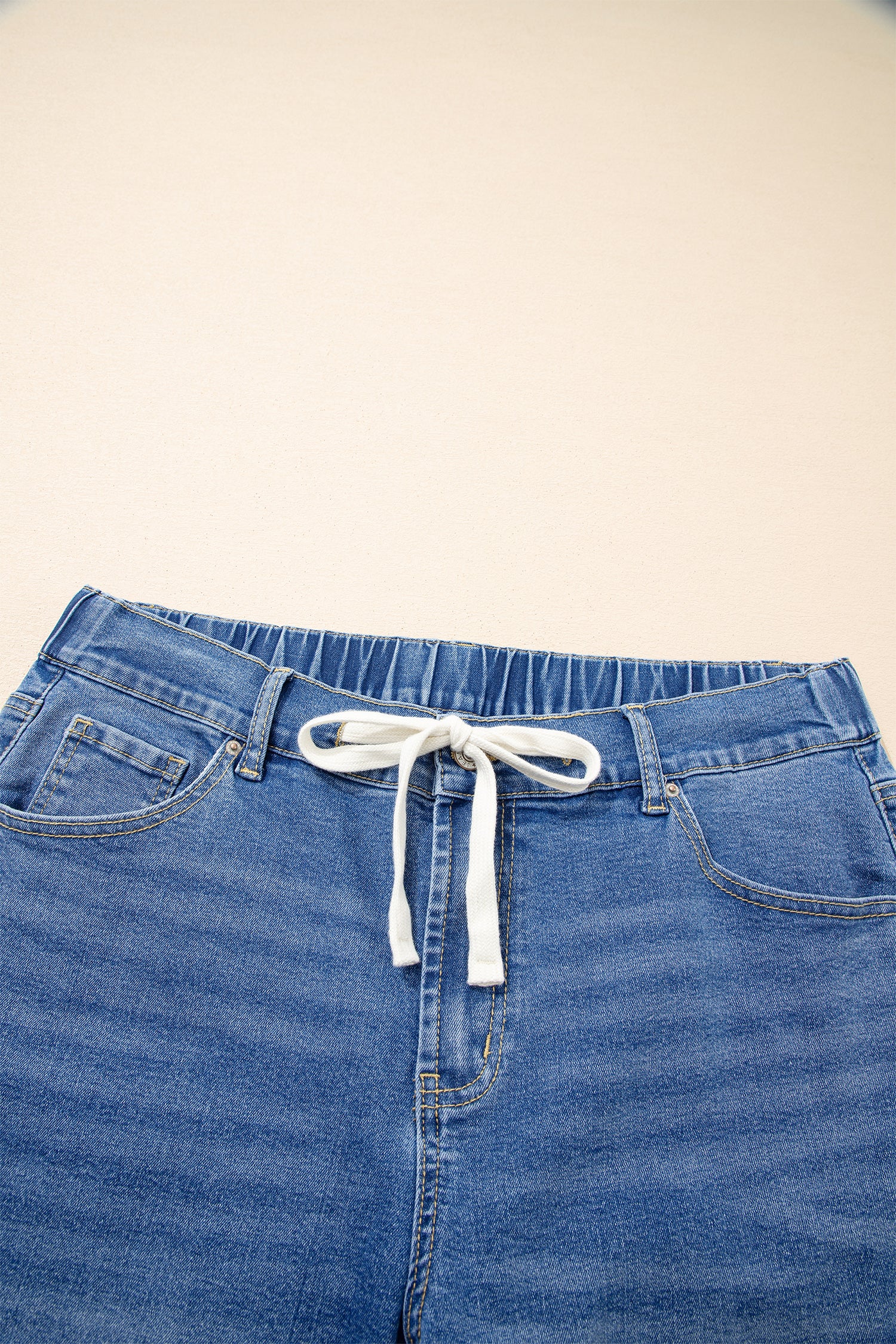 Iceland Blue Acid Wash Contrast Lace-up Plus Size Jeans