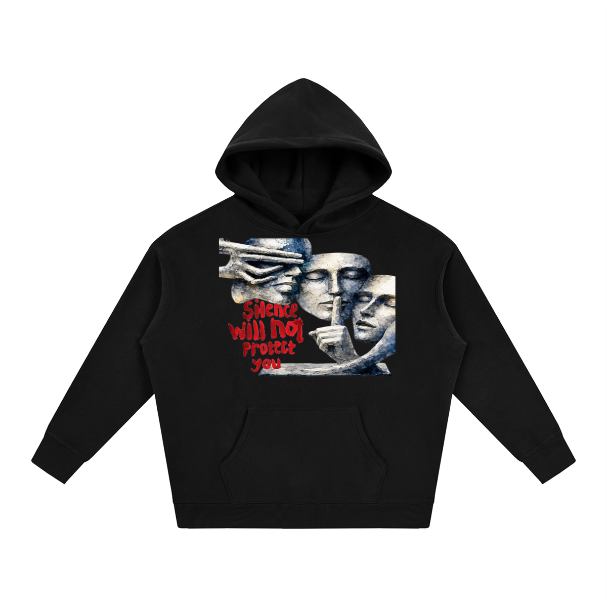 BE UNIQUE & ME Graffiti Faces Oversize Fleeced Hoodie