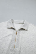 Light Grey Half Zip Polo Tee Loose Pants Plus Size 2pcs Outfit