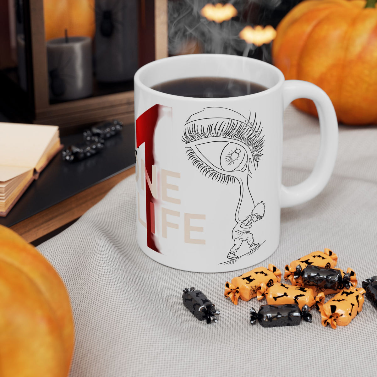 Raised Footprint 1 Life Ceramic Mug — Funny Dog Paw & Illustration Coffee Cup