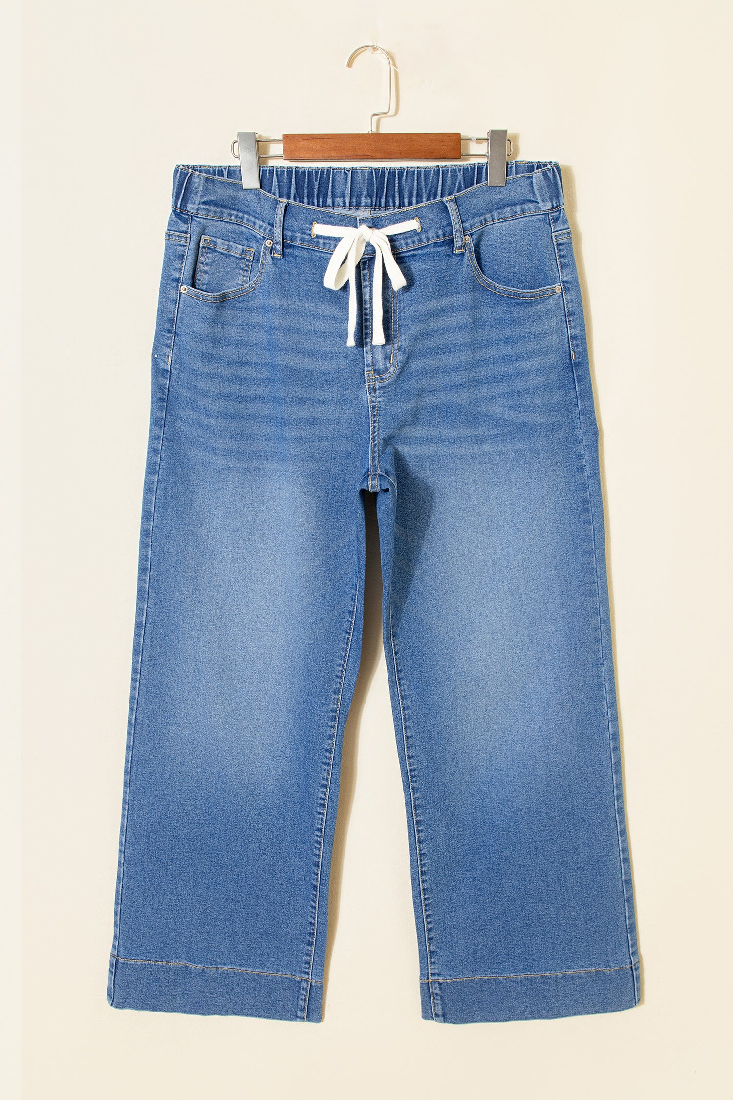 Iceland Blue Acid Wash Contrast Lace-up Plus Size Jeans