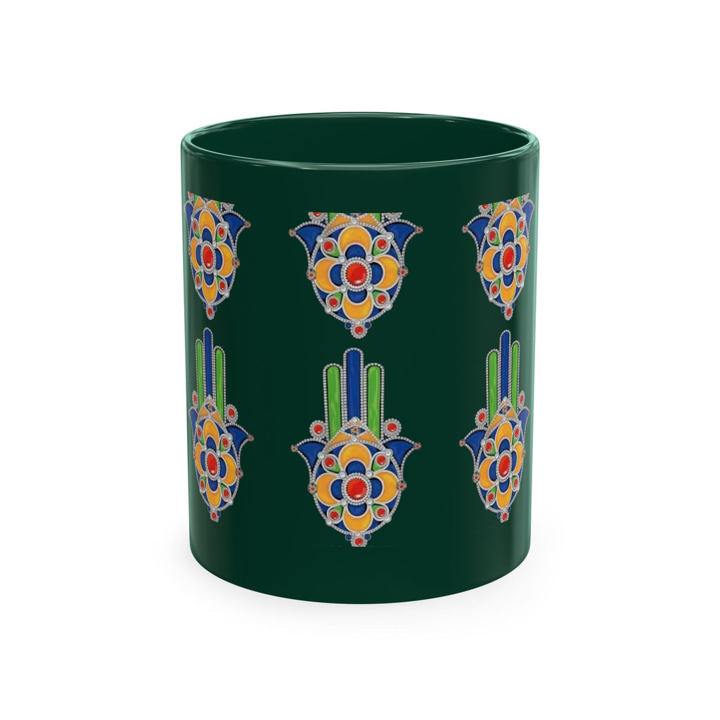 Ceramic Coffee Mug — Colorful Geometric Floral Tile Cup