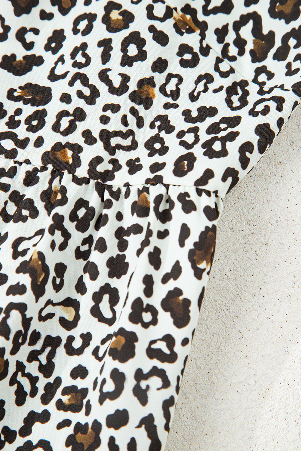 Pink Plus Size Button V Neck Leopard Print Puff Sleeve Loose Mini Dress