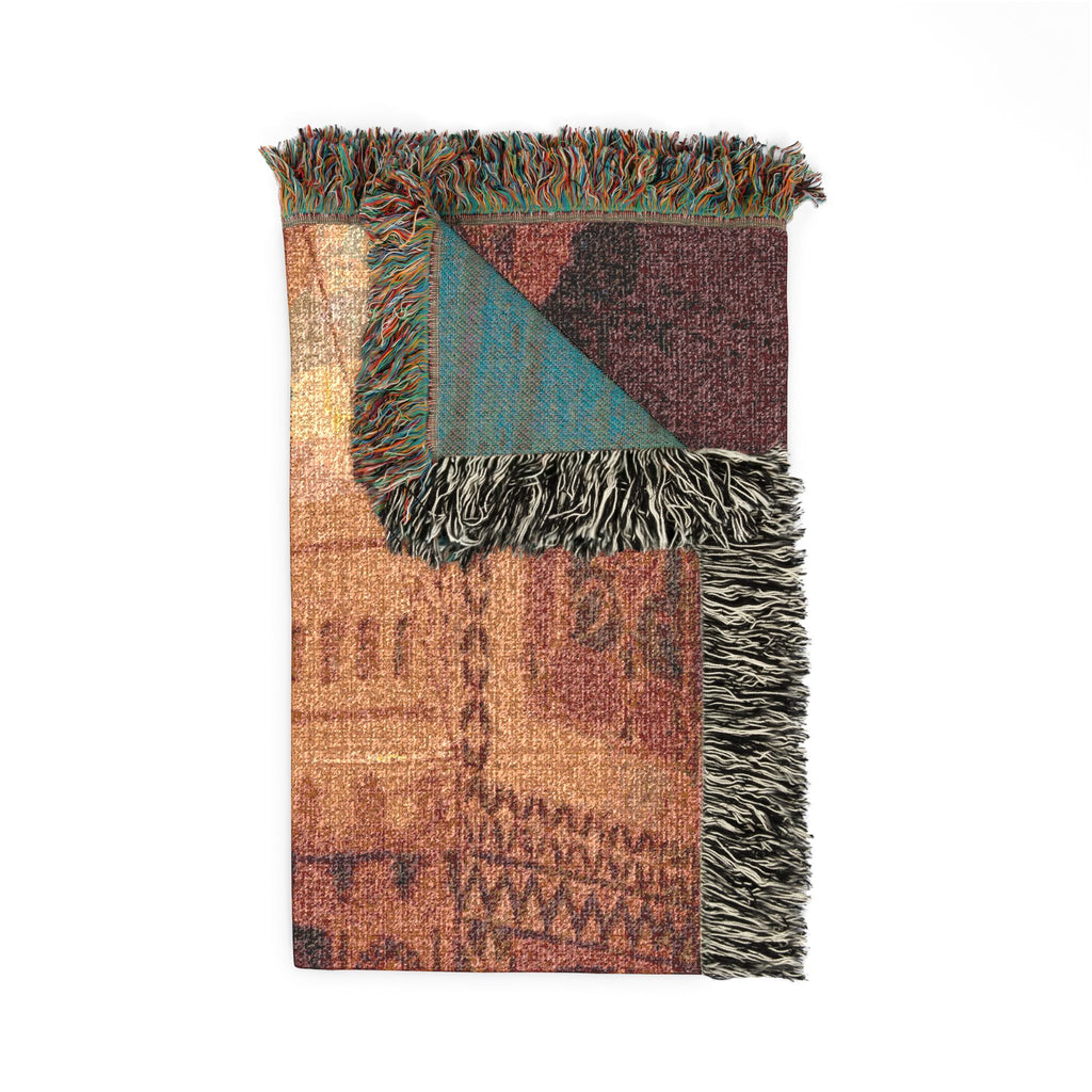 North African Salon Woven Cotton Throw Blanket — Vintage Art
