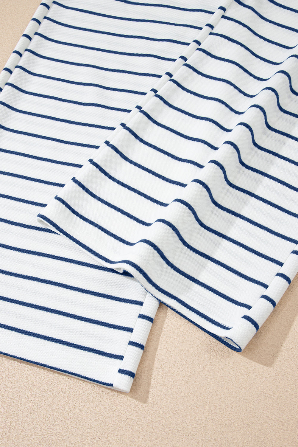 Sail Blue Casual Striped Tee and Wide Leg Pants Set