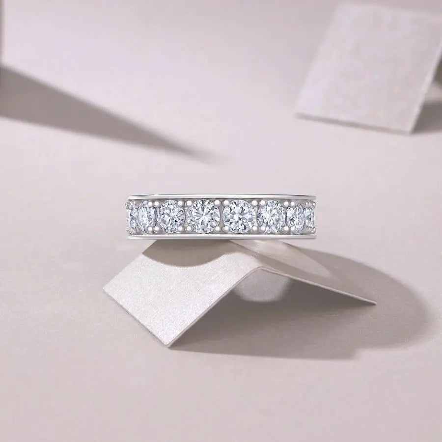 4mm Moissanite Wedding Band For Women D Color VVS1 925 Silver 18K Gold Plated