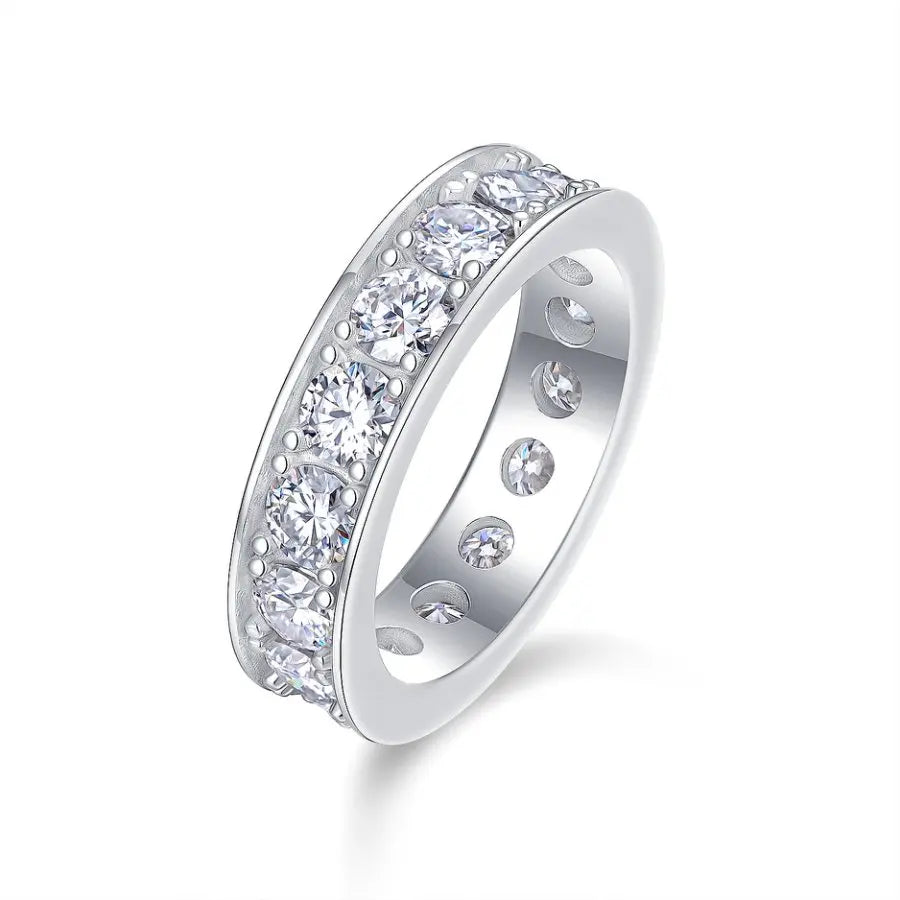 4mm Moissanite Wedding Band For Women D Color VVS1 925 Silver 18K Gold Plated