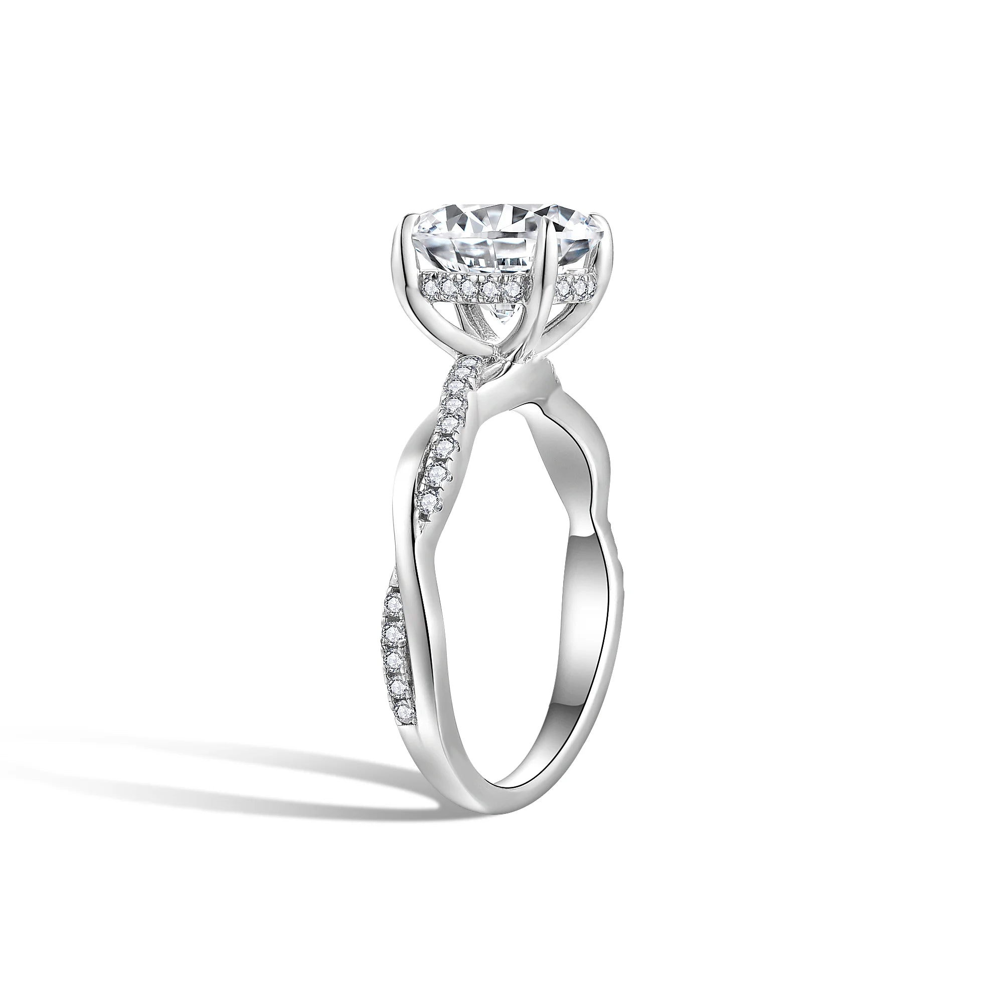 2 Carat Twist Ring Sterling Silver Moissanite Hypoallergenic Jewelry For Women