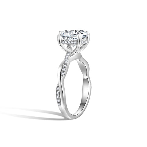 2 Carat Twist Ring Sterling Silver Moissanite Hypoallergenic Jewelry For Women