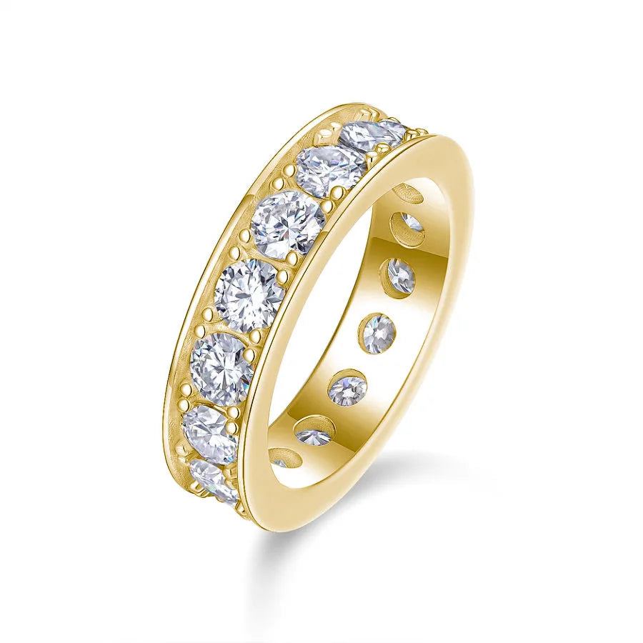 4mm Moissanite Wedding Band For Women D Color VVS1 925 Silver 18K Gold Plated