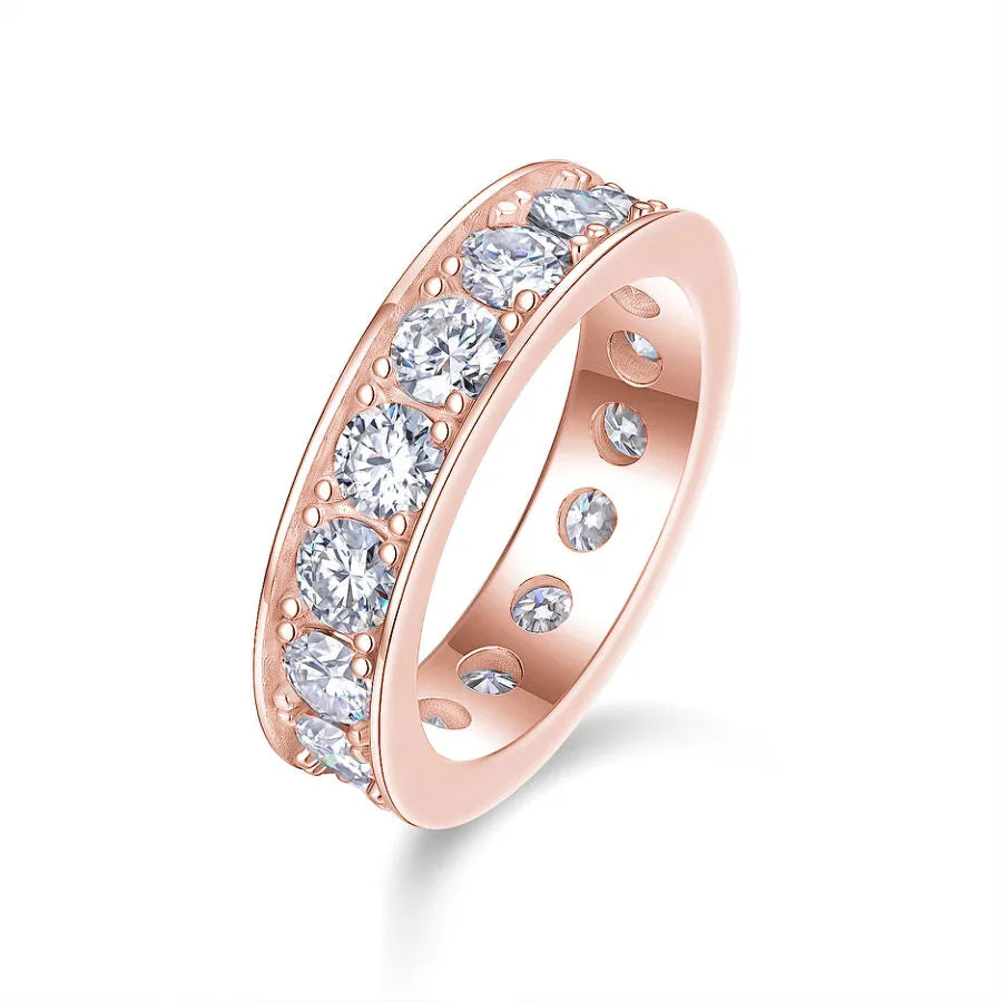 4mm Moissanite Wedding Band For Women D Color VVS1 925 Silver 18K Gold Plated