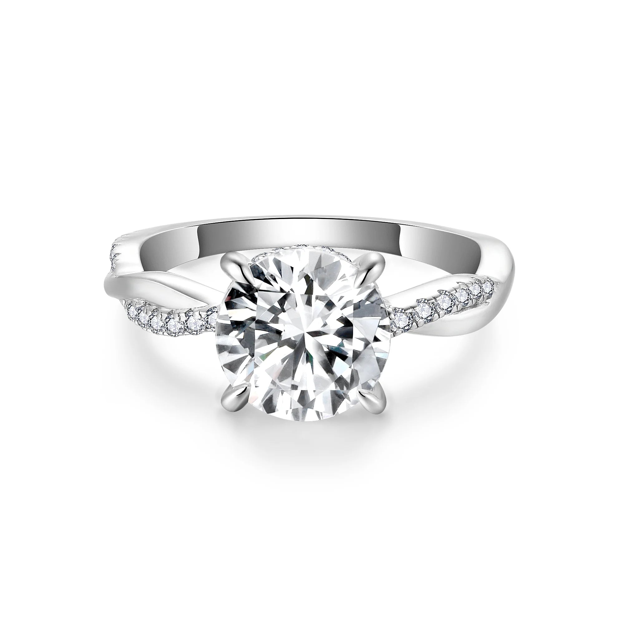 2 Carat Twist Ring Sterling Silver Moissanite Hypoallergenic Jewelry For Women