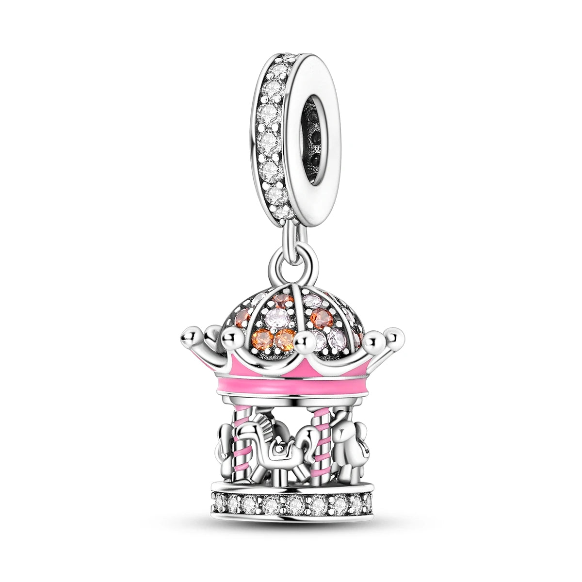 925 Silver Pink Flower Charm Infinity Heart Butterfly Tortoise Jewelry