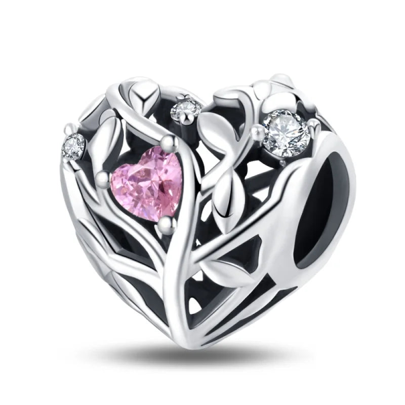 925 Silver Pink Flower Charm Infinity Heart Butterfly Tortoise Jewelry