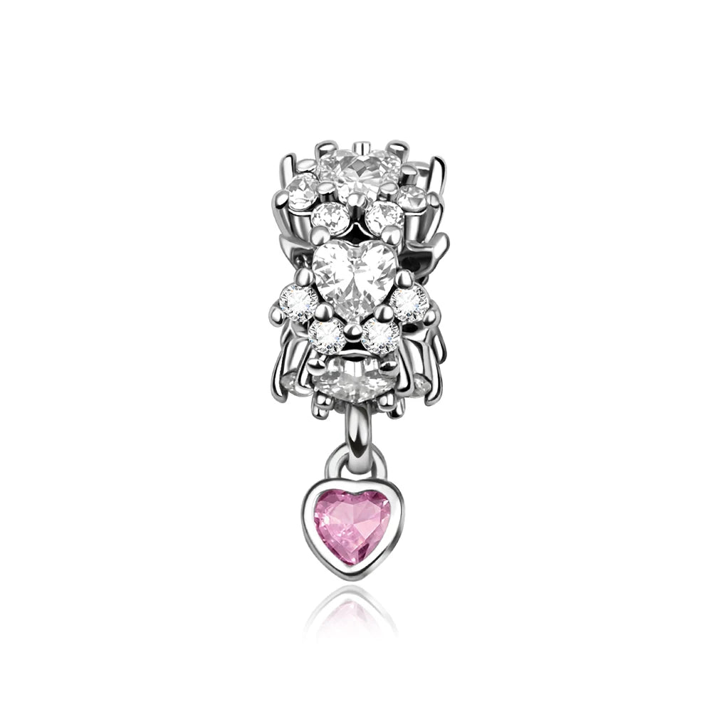 925 Silver Pink Flower Charm Infinity Heart Butterfly Tortoise Jewelry