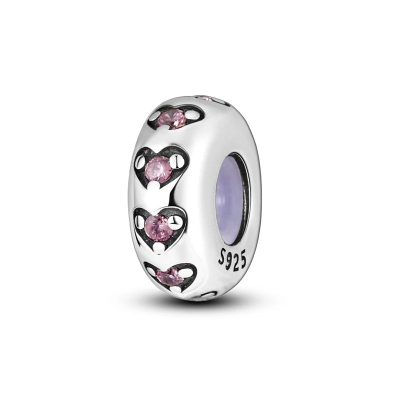 925 Silver Mothers Day Charms Heart Beads Fit Original Bracelet DIY Jewelry Gift