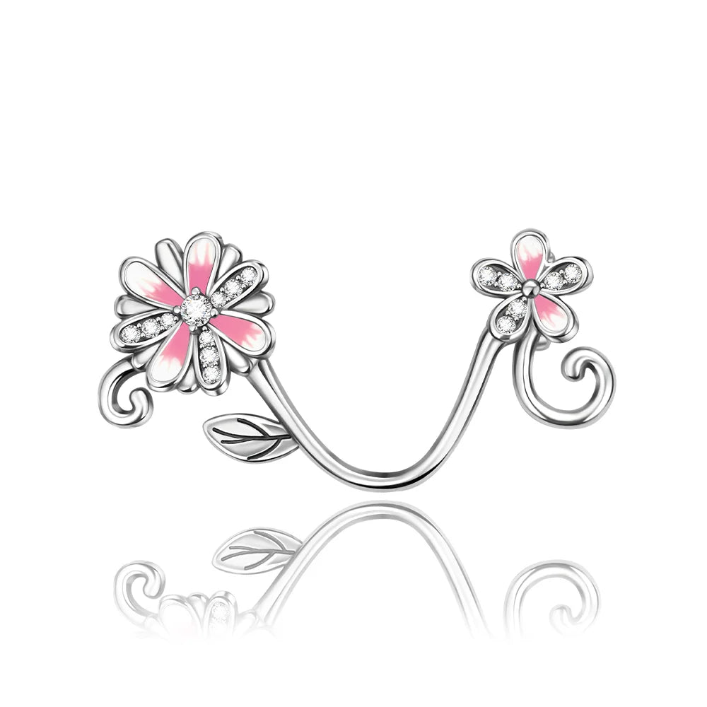925 Silver Pink Flower Charm Infinity Heart Butterfly Tortoise Jewelry
