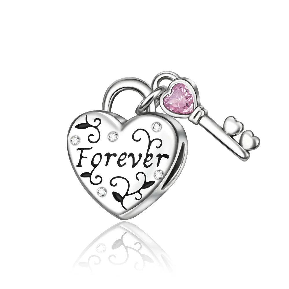 925 Silver Pink Flower Charm Infinity Heart Butterfly Tortoise Jewelry