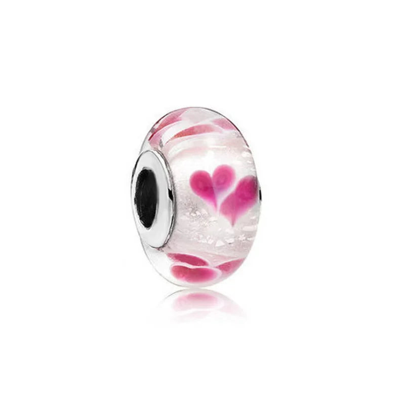 925 Silver Pink Flower Charm Infinity Heart Butterfly Tortoise Jewelry