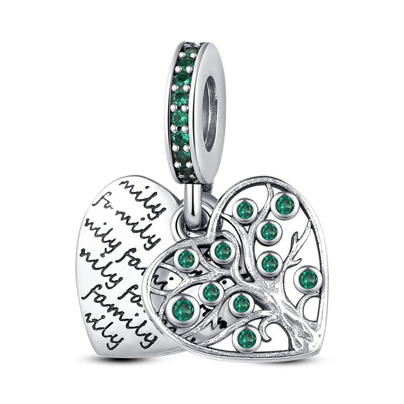 925 Sterling Silver Bead Pendant For Newborn Family Bottle Fits Bracelet Gift