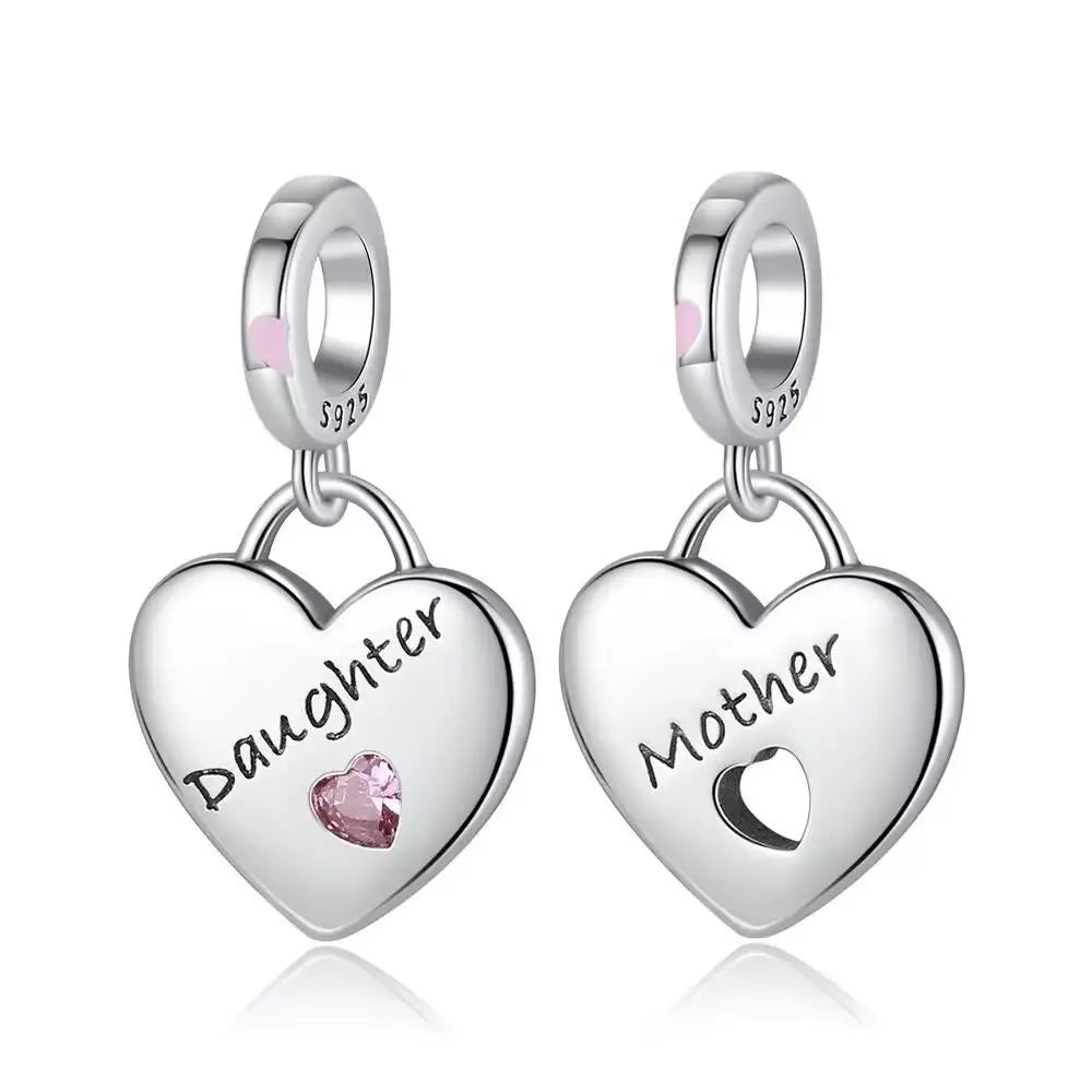 925 Sterling Silver Bead Pendant For Newborn Family Bottle Fits Bracelet Gift